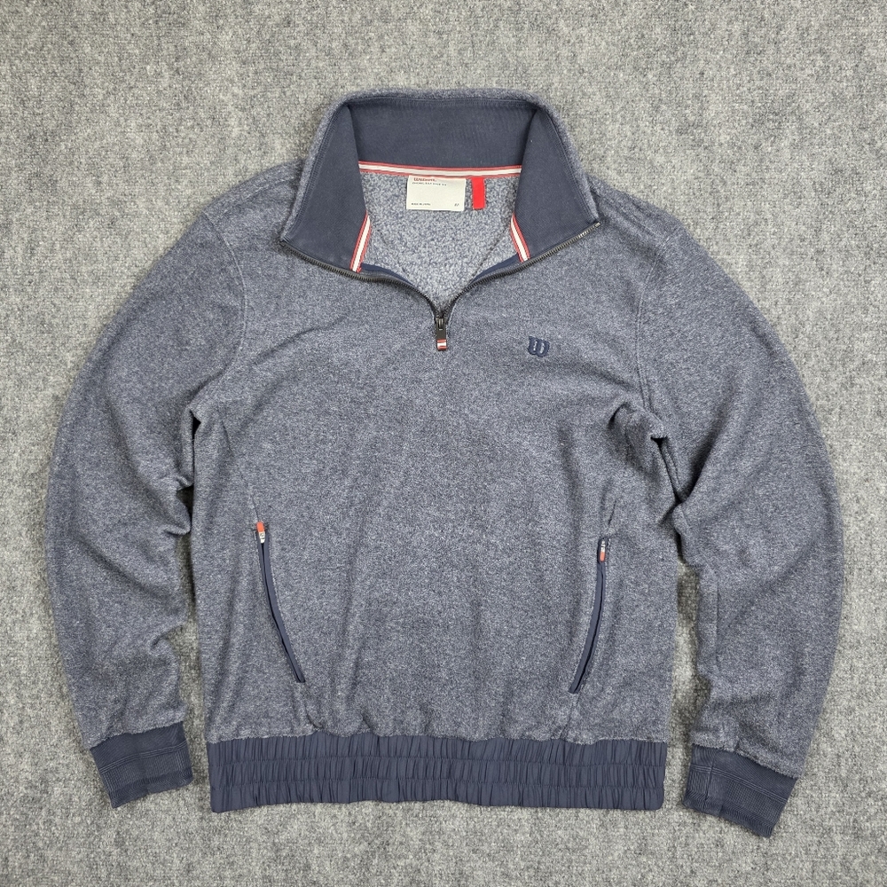Wilson Steel Blue Terrycloth 1/4 Zip Sweater M
